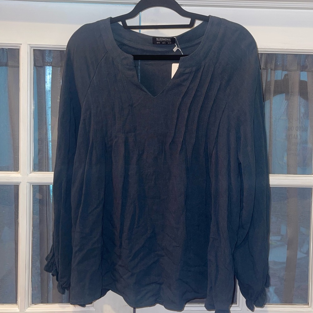BloomChic Deep Teal Blouse long sleeve top shirt NWT size 10 medium